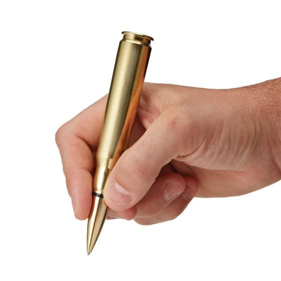 BULLET PEN 50 CAL REFILLABLE WITH CROSS TYPE PEN......FREE SHIPPING in U.S.A. 