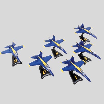 Blue and Yellow F/A-18C Blue Angels Die-Cast Models (Set of 6)